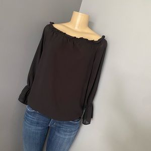 WAYF chiffon cold shoulder blouse